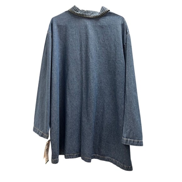 VTG 90s Teddi Light Blue Denim Chore Jacket Emboidered Applique Patchwork Sz 2X - Picture 4 of 16